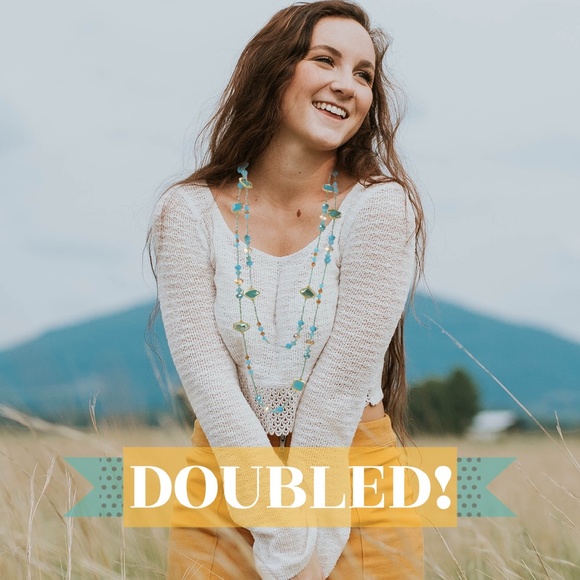 Statement Necklace 80" Long Handcrafted Glass and Crystal Beads - Picture 5 of 5